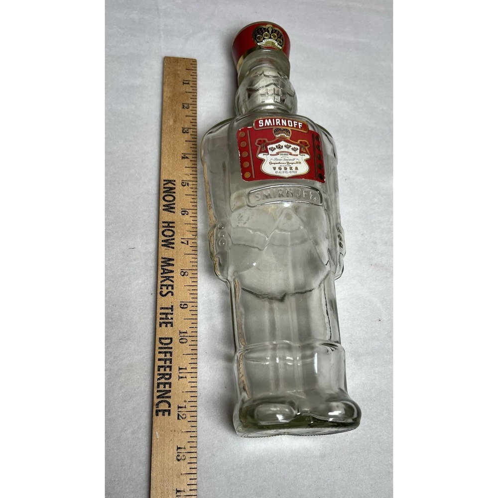 Smirnoff Vodka Empty Christmas Nutcracker Toy Soldier Glass Bottle - Picture 5 of 5